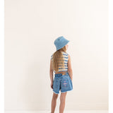Eve Sleeveless T-shirt | Water Blue Off White Stripe