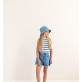 Eve Sleeveless T-shirt | Water Blue Off White Stripe