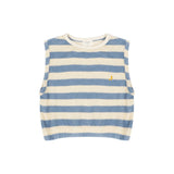 Eve Sleeveless T-shirt | Water Blue Off White Stripe