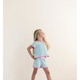 Lola Top & Lara Short Set | Fresh Green Blossom Pink