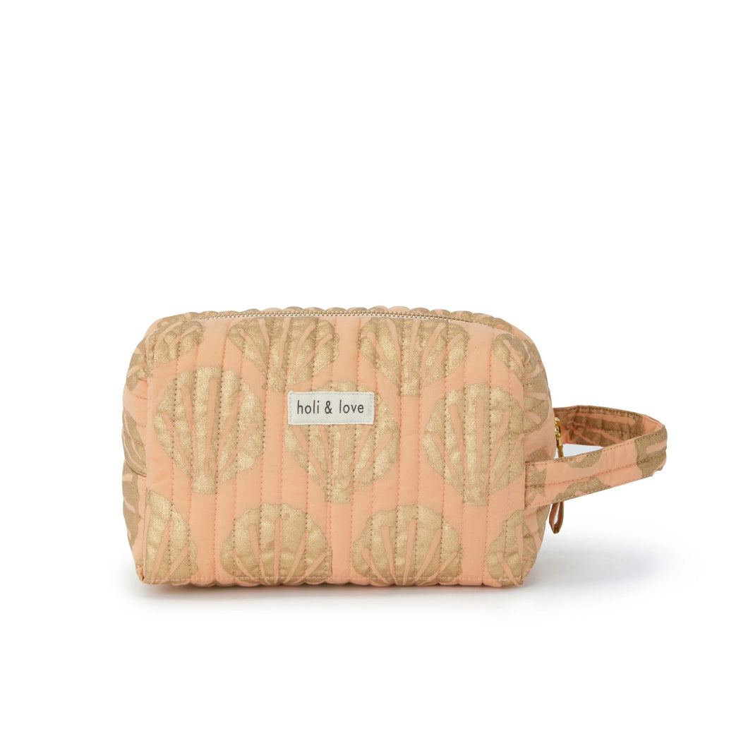 LARGE ORGANIC COTTON TOILETRY BAG - PEACH SHELL