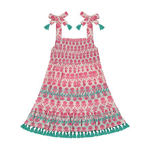 Load image into Gallery viewer, Maya Dress Fuschia Floral Block Print
