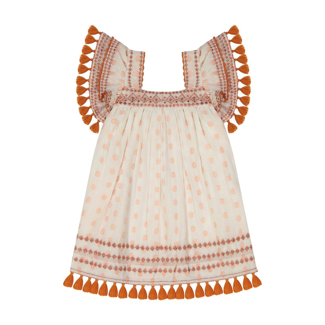 Serena tassel dress copper dobby