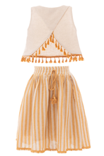 Load image into Gallery viewer, Tassel Linen Top &amp; Skirt Set (orange)
