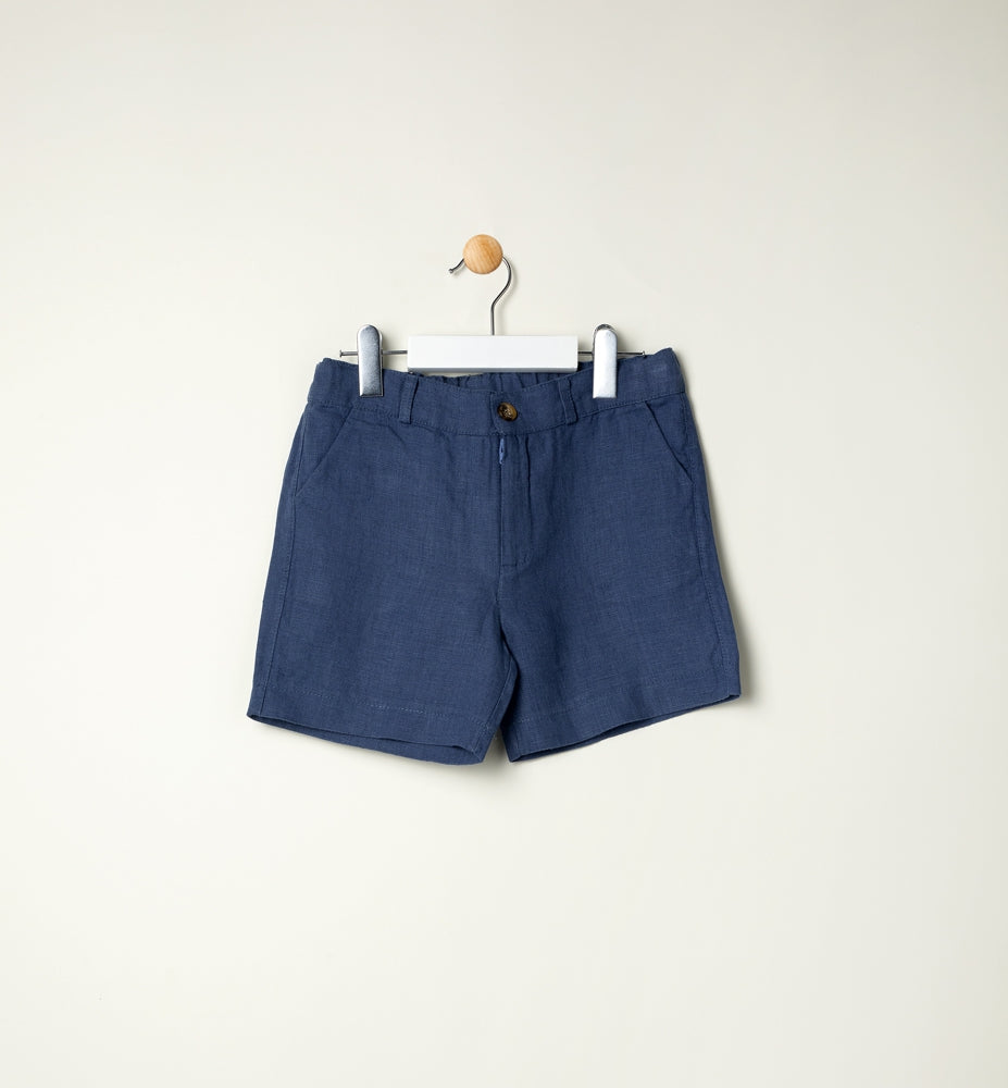 Navy Linen Shorts