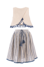 Load image into Gallery viewer, Tassel Linen Top &amp; Skirt Set (blue)
