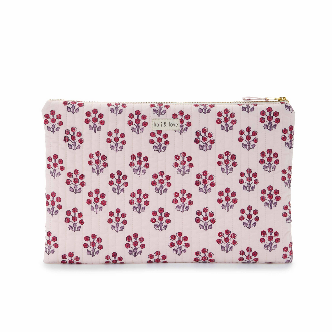 ORGANIC COTTON LAPTOP SLEEVE - PINK FLOWER